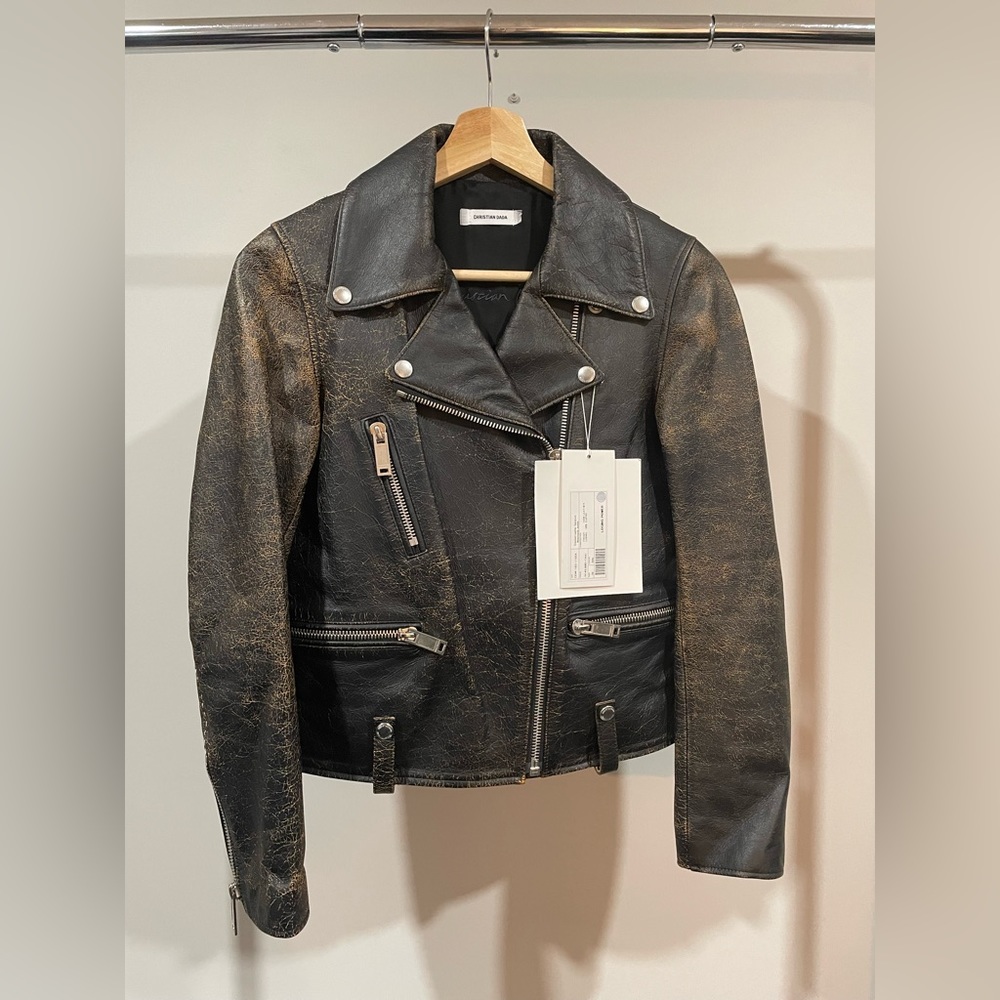 Christian Dada Distressed Cracked Leather Jacket